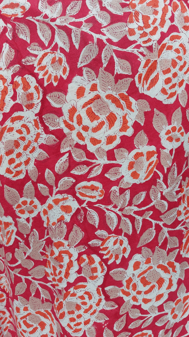 Robe/Jupe 3-en-1 d'été florale rouge en coton voile léger imprimé à la main – Robe polyvalente bohème plage, casual ou élégant