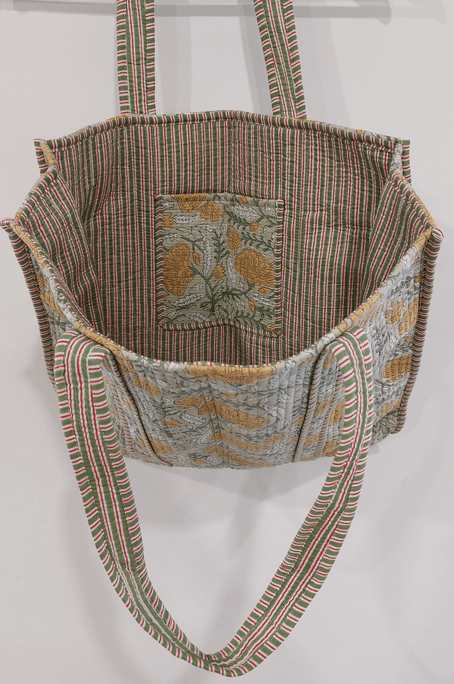 Sac cabas réversible matelassé – Tote bag doublé fait main, grand format pour courses, plage ou quotidien