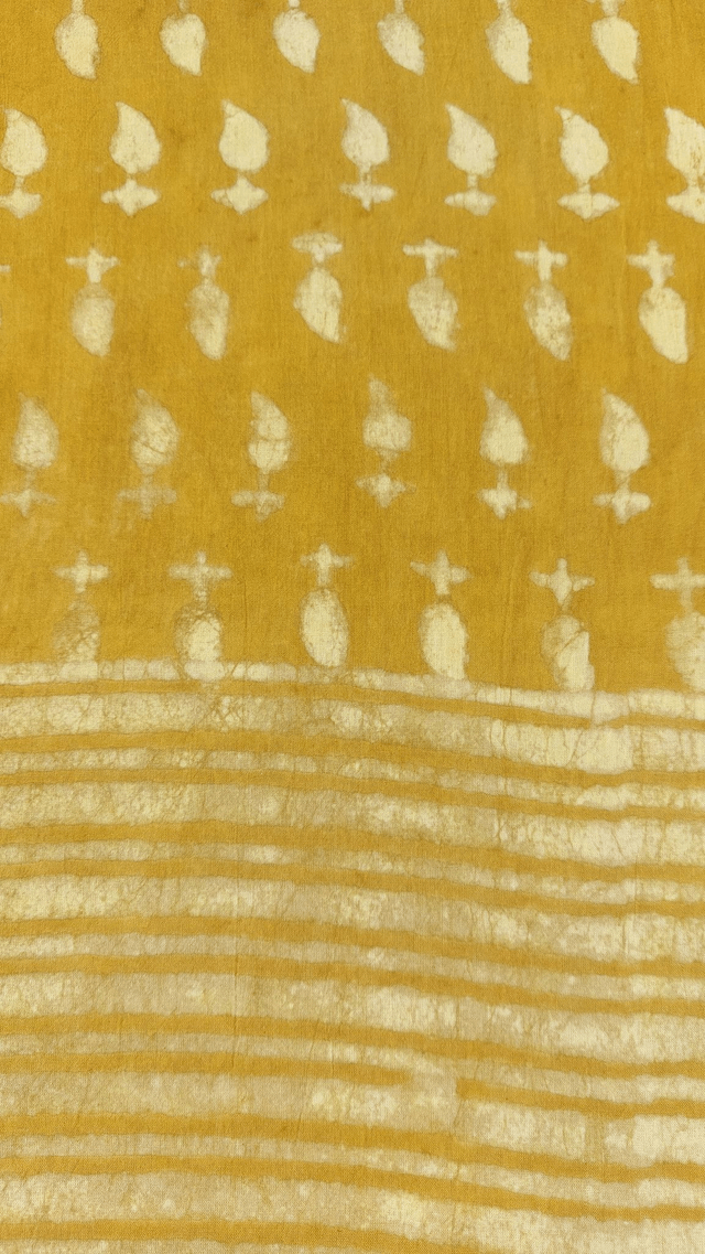 Étole, teinture naturelle, coton imprimé à la main, écharpe légère, jaune ocre - Cadeau femme artisanal éthique 