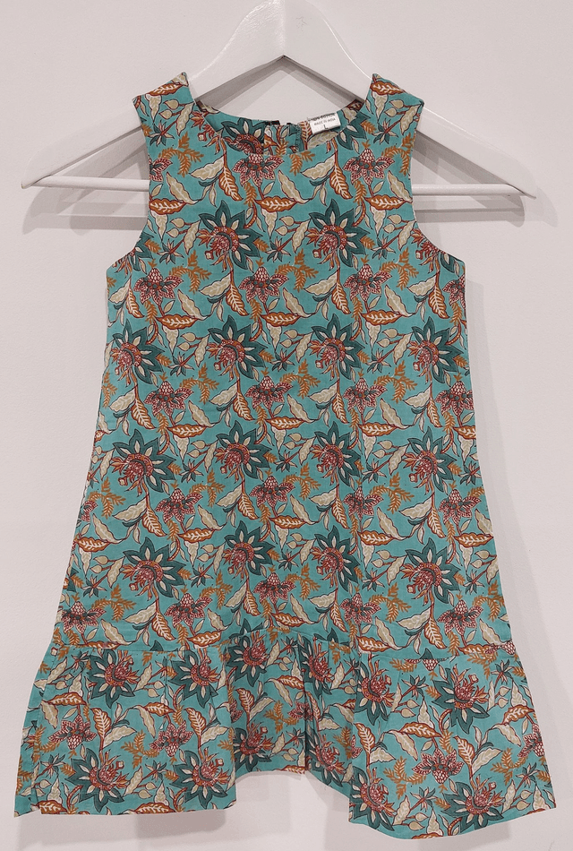 Robe d'été - Fille 2-7 ans - 3 couleurs - Coton indien léger imprimé à la main - Motif floral - Fermeture éclair