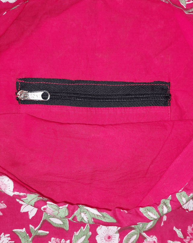 Sac à dos en coton imprimé à la main façon blockprint