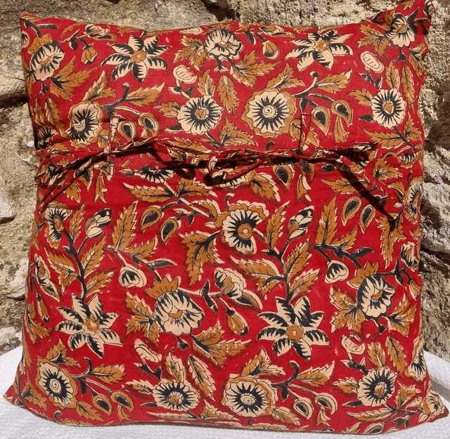 Housses de coussin en coton  – Motifs floraux block print imprimé à la main en Inde (40x40cm)