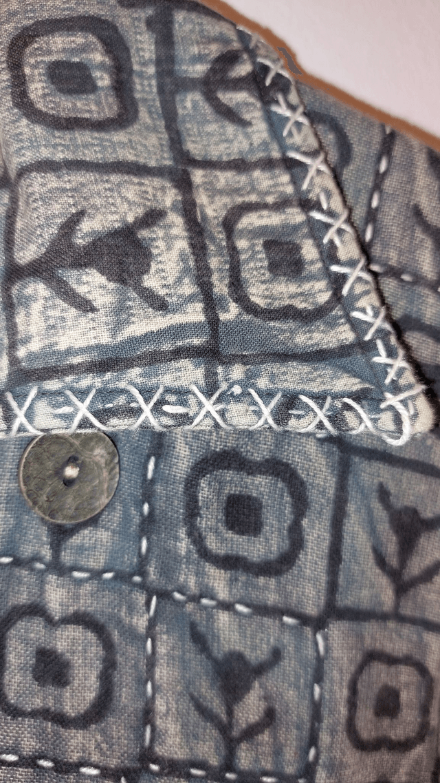 Veste Kantha confectionnée dans les villages indiens, cousue et imprimée à la main, coton, teintures naturelles