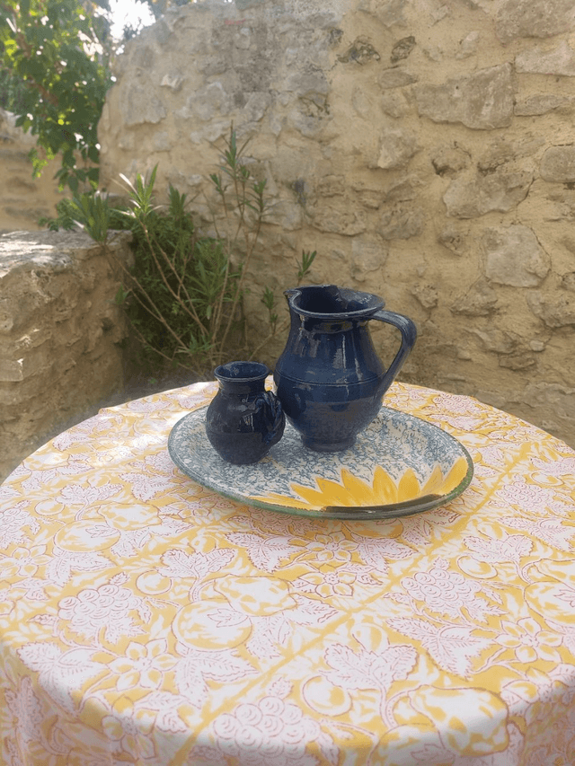 Paréo de plage en coton voile indien imprimé à la main – Motif de fruits et fleurs jaune et blanc – Étole & châle bohème 