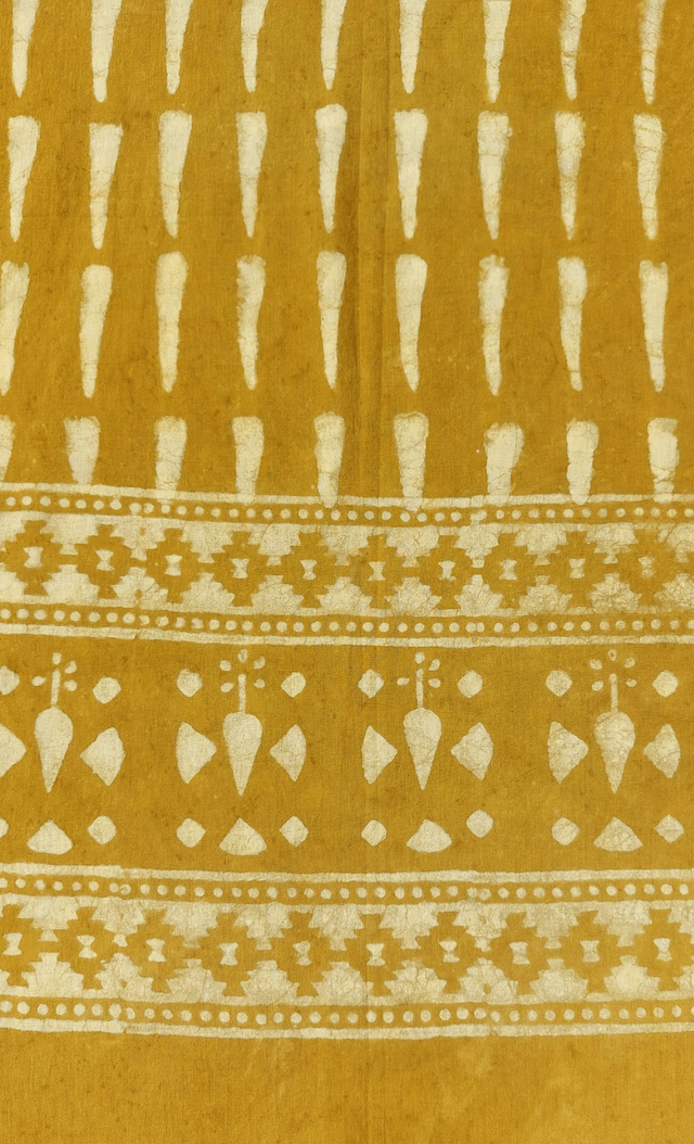 Étole, teinture naturelle, coton imprimé à la main, écharpe légère, jaune ocre - Cadeau femme artisanal éthique 