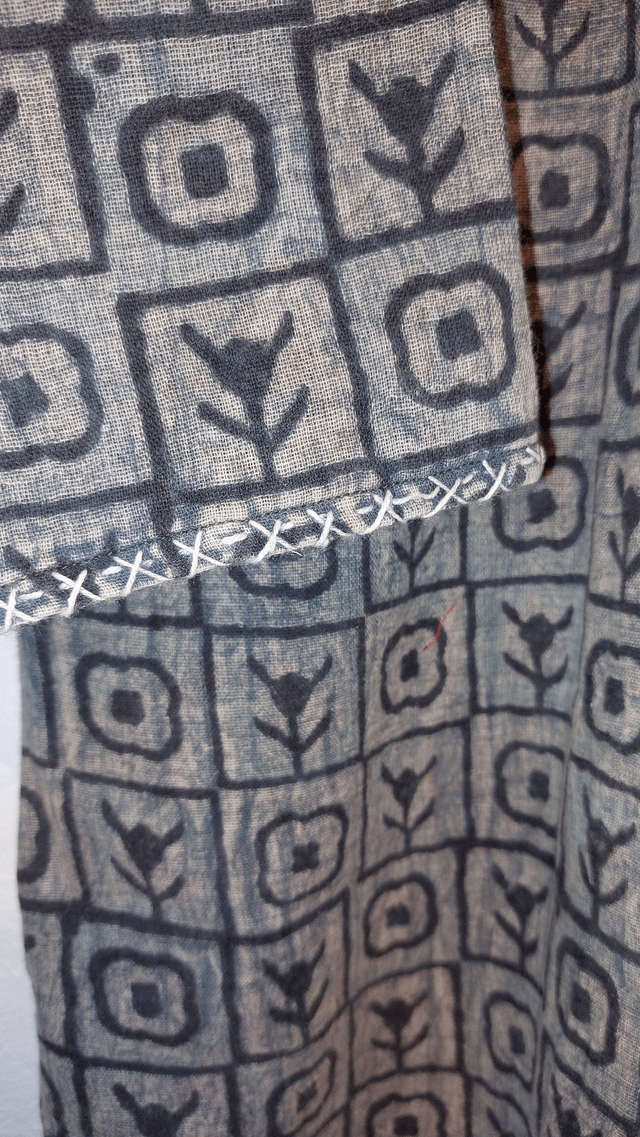 Veste Kantha confectionnée dans les villages indiens, cousue et imprimée à la main, coton, teintures naturelles