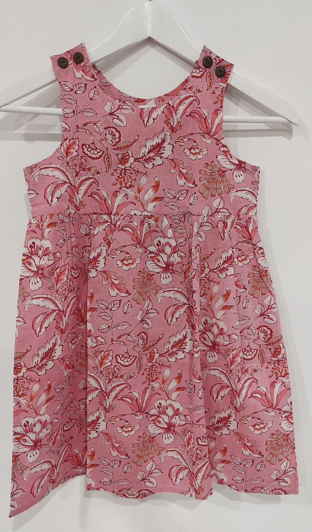 Robe d'été - Fille 6-7 ans - 3 couleurs - Coton indien léger imprimé à la main - Motif floral  