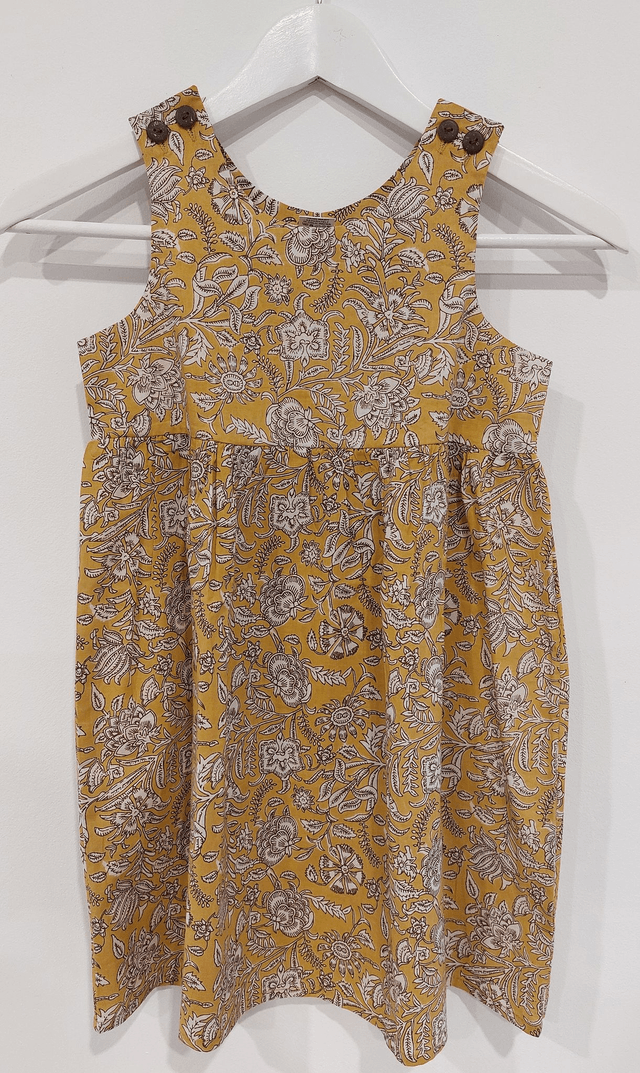 Robe d'été - Fille 6-7 ans - 3 couleurs - Coton indien léger imprimé à la main - Motif floral  