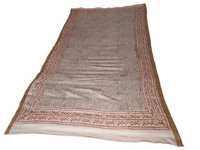 Paréo de plage en coton voile indien imprimé à la main – Motif ethnique rose et noir avec bord doré – Étole & châle bohème  
