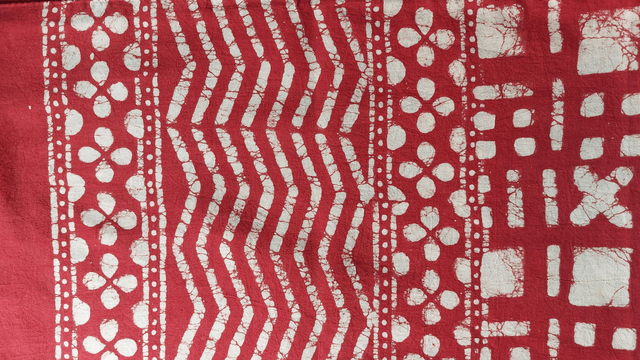 Étole, teinture naturelle rouge, coton imprimé à la main, écharpe légère - Cadeau femme artisanal éthique  