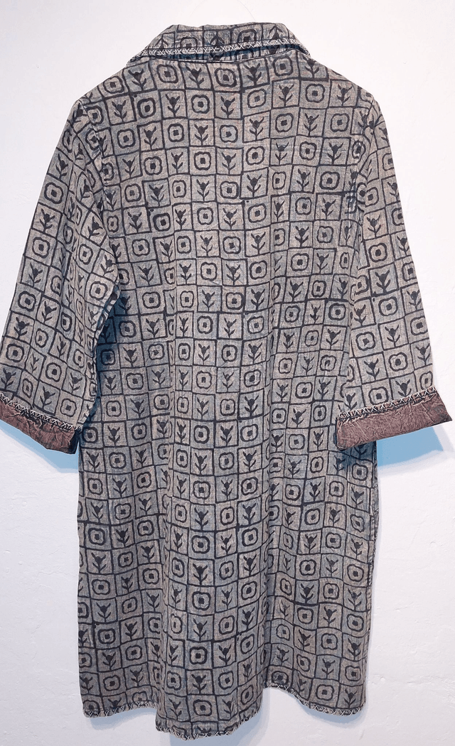 Veste Kantha confectionnée dans les villages indiens, cousue et imprimée à la main, coton, teintures naturelles