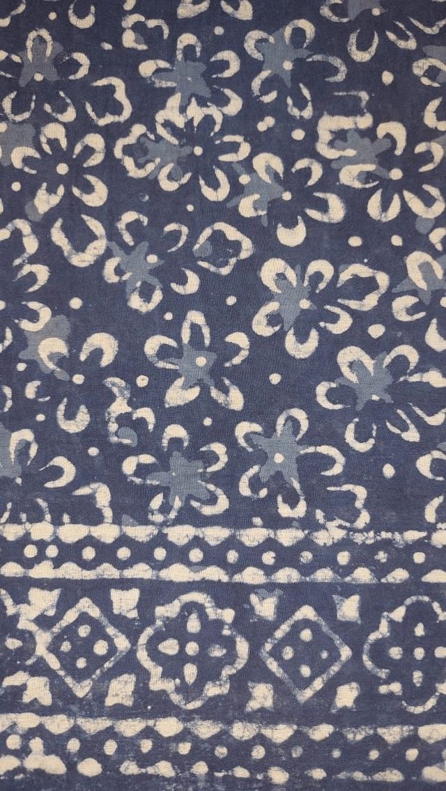 Paréo de plage en coton voile indien imprimé à la main – Motif floral bleu et blanc - Teinture naturelle indigo – Étole & châle bohème   