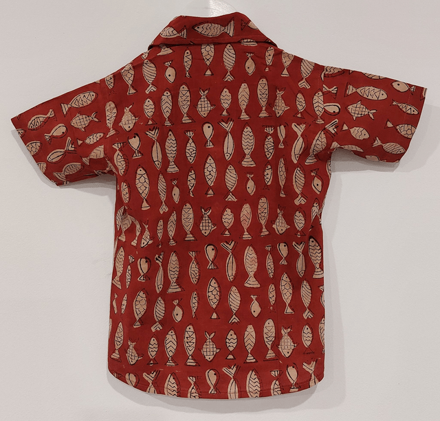 Chemise d'été - Garçon 2-7 ans - Coton indien léger - Imprimé à la main - Teintures naturelles - Manches courtes