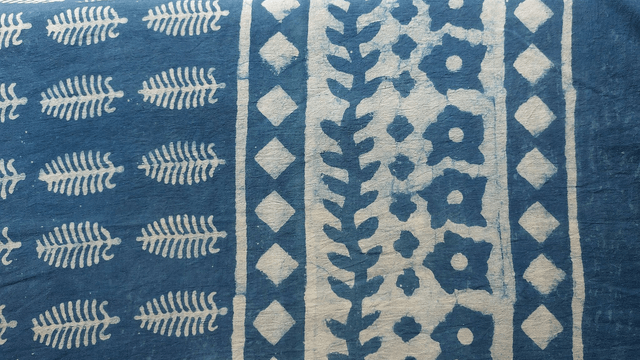 Châle bleu, teinture naturelle indigo, coton imprimé à la main, écharpe légère, dupatta - Cadeau femme artisanal éthique