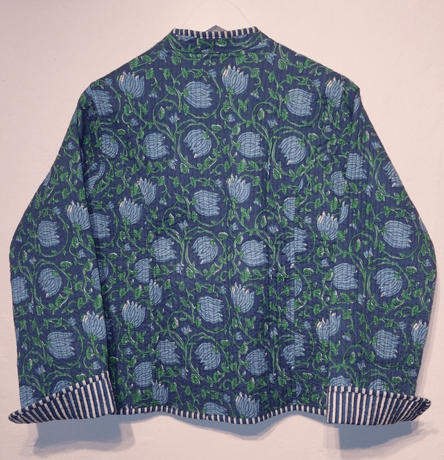 Veste réversible matelassée femme en coton imprimé à la main