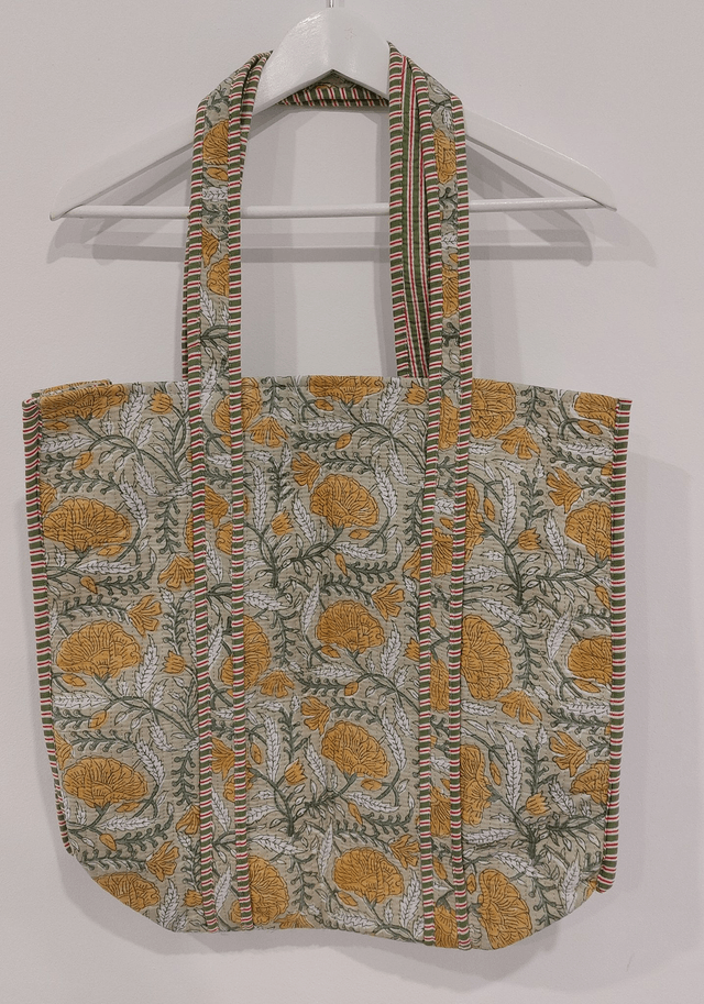 Sac cabas réversible matelassé – Tote bag doublé fait main, grand format pour courses, plage ou quotidien