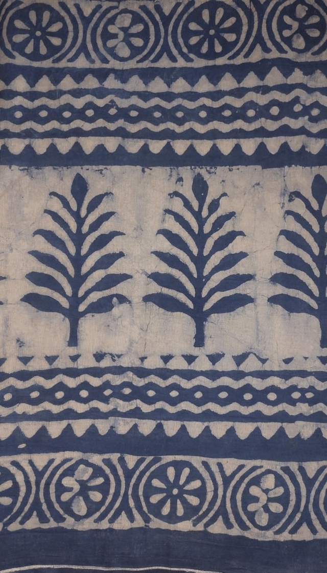 Châle bleu, teinture naturelle indigo, coton imprimé à la main, motif floral - Echarpe légère, dupatta - Cadeau femme artisanal éthique 