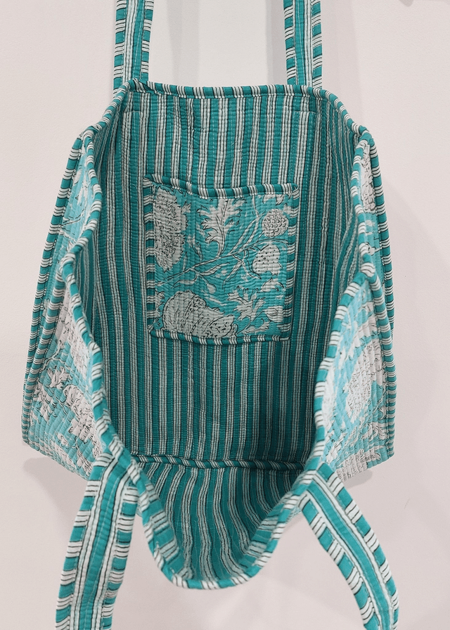 Sac cabas réversible matelassé – Tote bag doublé fait main, grand format pour courses, plage ou quotidien