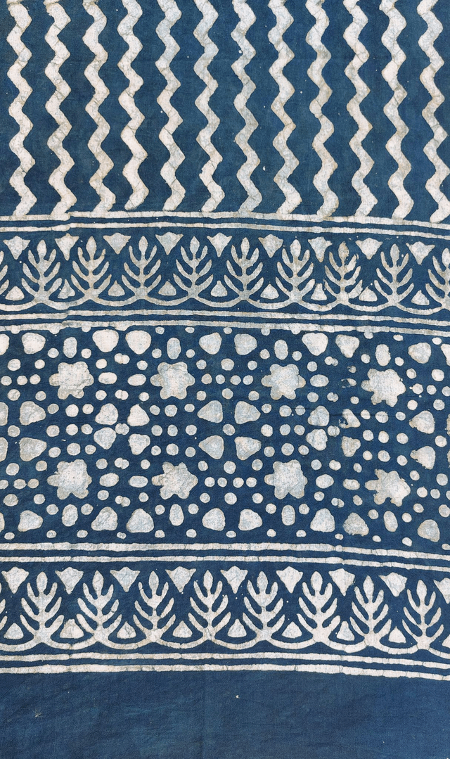 Étole, teinture naturelle verte, coton imprimé à la main, écharpe légère, indigo - Cadeau femme artisanal éthique 