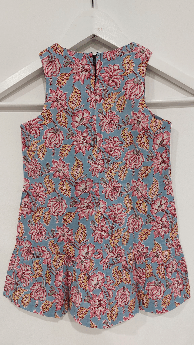 Robe d'été - Fille 2-7 ans - 3 couleurs - Coton indien léger imprimé à la main - Motif floral - Fermeture éclair