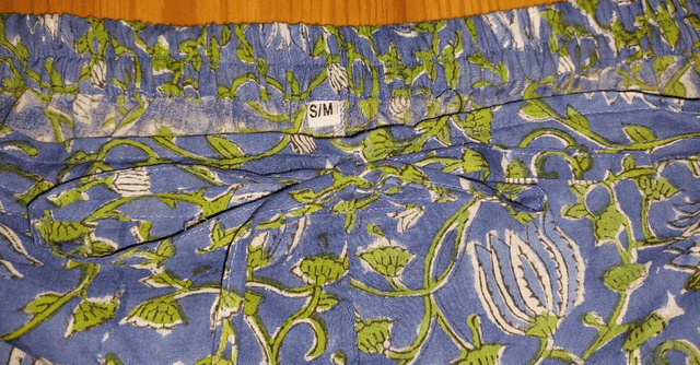 Pyjama  femme en coton léger – imprimé floral vert et bleu -  fait main – ensemble été confortable – cadeau artisanal