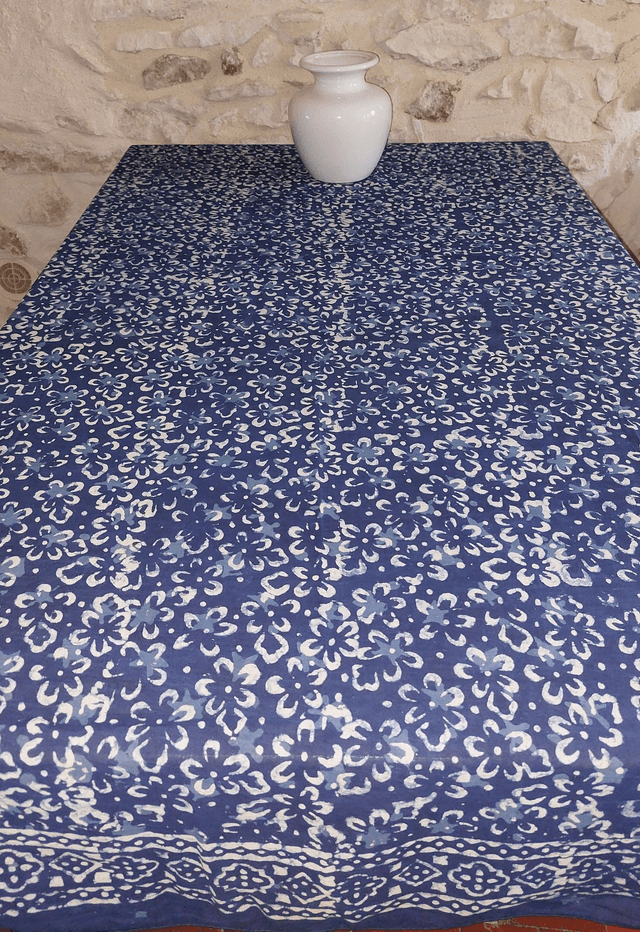 Paréo de plage en coton voile indien imprimé à la main – Motif floral bleu et blanc - Teinture naturelle indigo – Étole & châle bohème   