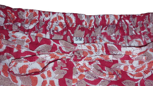 Pyjama femme en coton léger imprimé à la main – Ensemble boutonné deux pièces - rouge et orange
