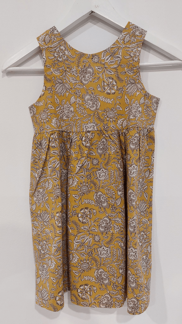 Robe d'été - Fille 6-7 ans - 3 couleurs - Coton indien léger imprimé à la main - Motif floral  