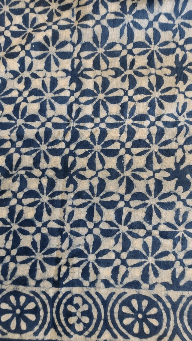 Châle bleu, teinture naturelle indigo, coton imprimé à la main, motif floral - Echarpe légère, dupatta - Cadeau femme artisanal éthique 