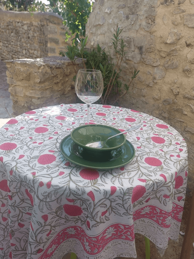 Paréo de plage en coton voile indien imprimé à la main – Motif floral rose, vert et blanc – Étole & châle bohème  