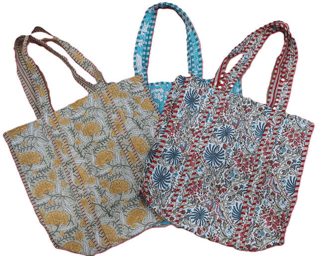 Sac cabas réversible matelassé – Tote bag doublé fait main, grand format pour courses, plage ou quotidien
