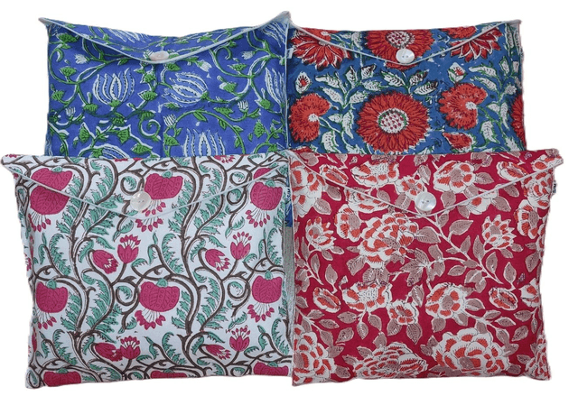 Pyjama femme en coton léger imprimé à la main – Ensemble boutonné deux pièces - rose et vert