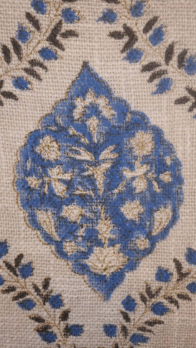 Jeté, plaid naturel en coton tissé et imprimé à la main avec teintures naturelles