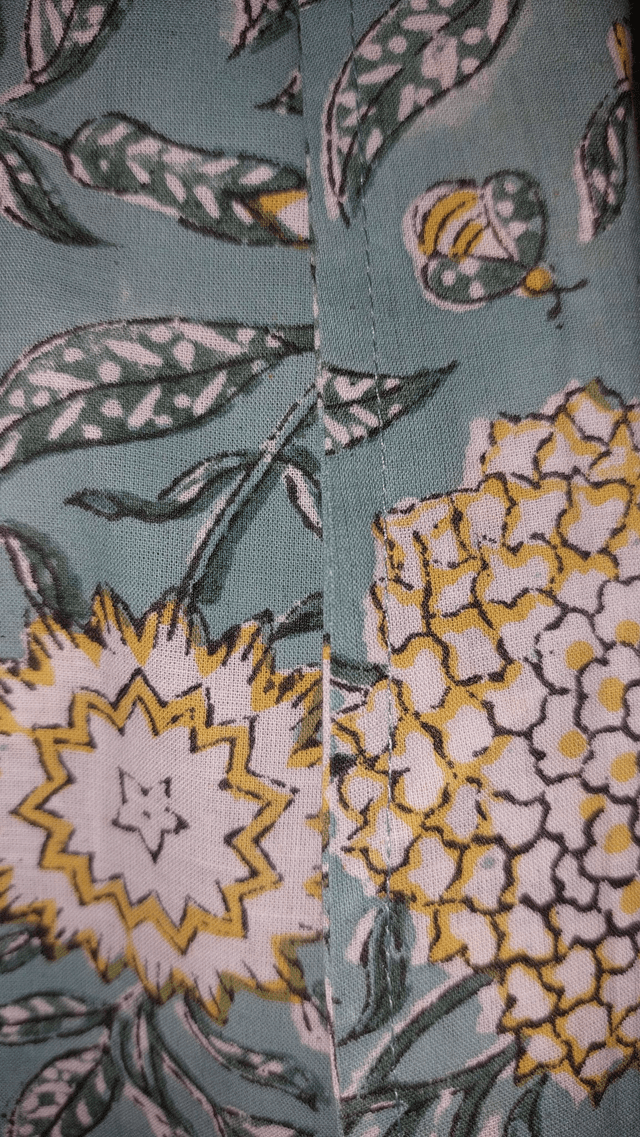 Peignoir kimono unisexe en coton naturel imprimé à la main, motif floral jaune, vert, blanc, robe de chambre L.130cm 