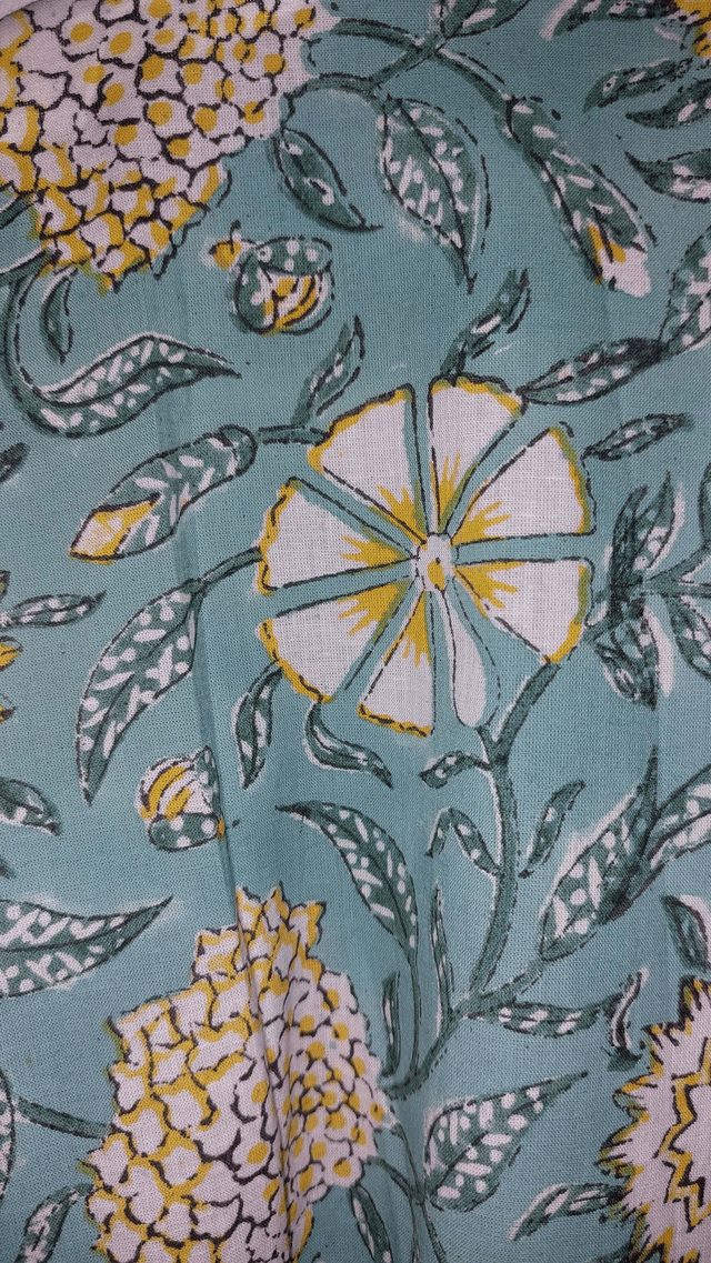 Peignoir kimono unisexe en coton naturel imprimé à la main, motif floral jaune, vert, blanc, robe de chambre L.130cm 
