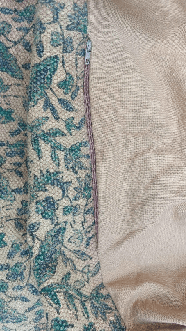 Pouf naturel en coton, tissé et imprimé à la main - teintures naturelles
