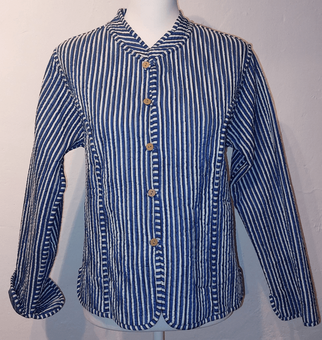 Veste réversible matelassée femme en coton imprimé à la main