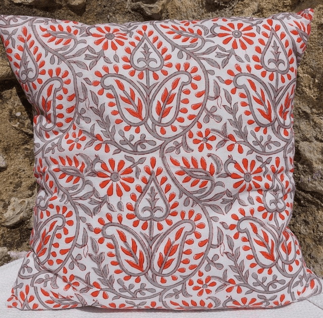 Housses de coussin d’été aux couleurs vives – Un souffle de soleil pour votre déco - Coton imprimé à la main en Inde (40x40 cm) 