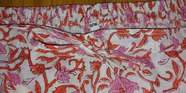 Pyjama  femme en coton léger – imprimé floral orange et rose -  fait main – ensemble été confortable – cadeau artisanal