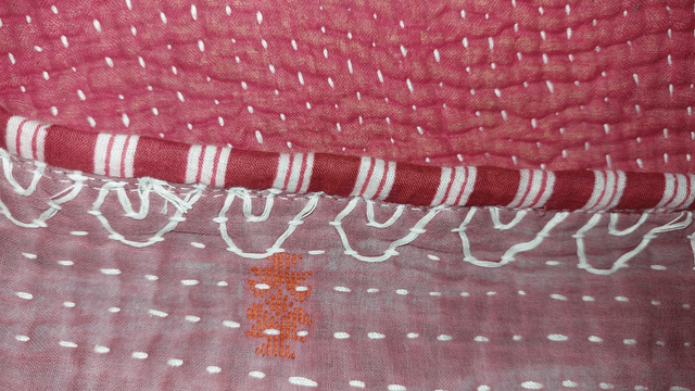 Sac kantha vintage recyclé, cabas réversible en tissu brodé fait main, pièce unique éthique et bohème
