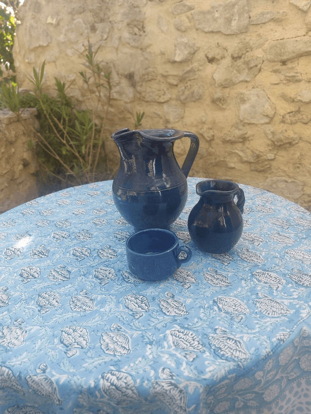 Paréo de plage en coton indien imprimé à la main – Motif floral bleu, vert et blanc – Étole & châle bohème 