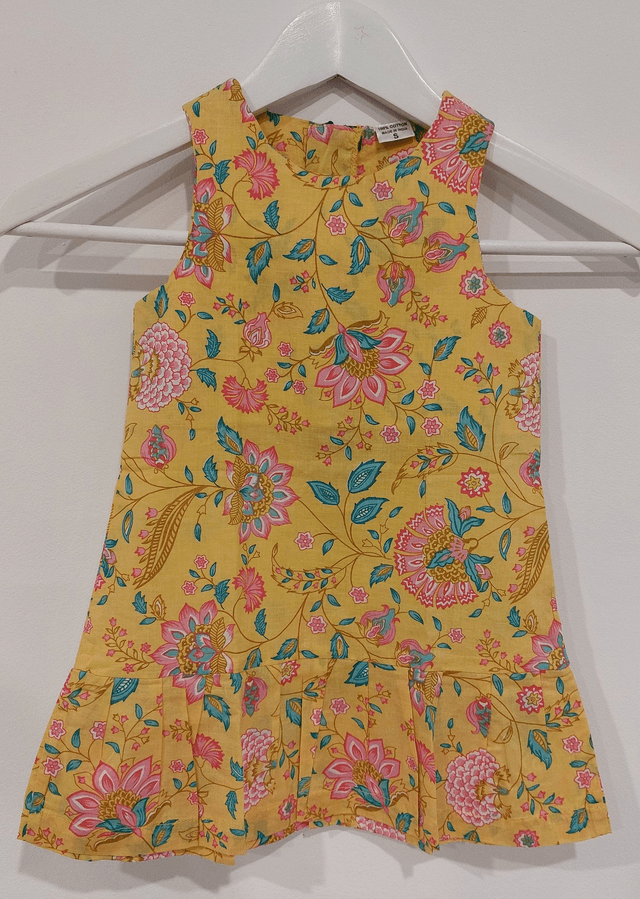 Robe d'été - Fille 2-7 ans - 3 couleurs - Coton indien léger imprimé à la main - Motif floral - Fermeture éclair